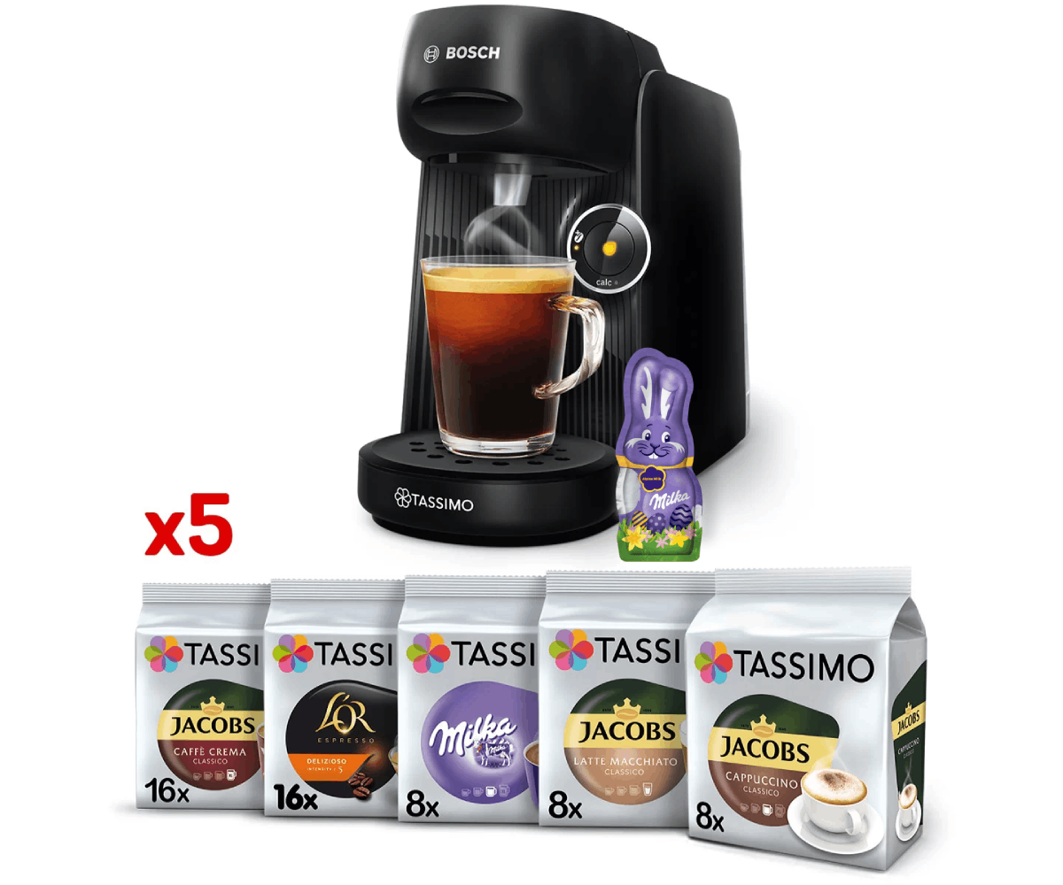 Ekspres kapsułkowy Tassimo Bosch Finesse czarny i 56 kaw