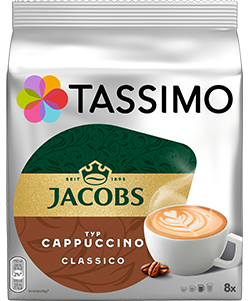 Kapsułki Tassimo Jacobs Cappuccino Classico 8 kaw białych, rozmiar L