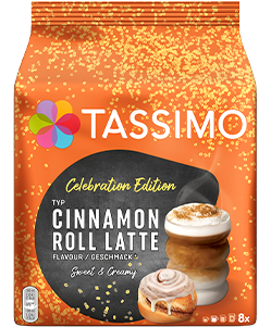 Kapsułki Tassimo Cinnamon Roll Latte, 8 kaw białych