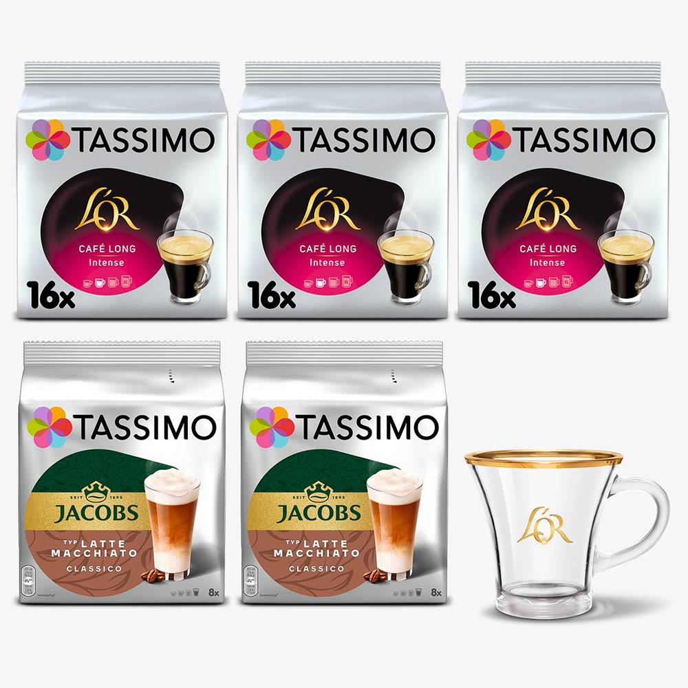 3x Tassimo L’OR Café Long Intense + 2x Tassimo Jacobs Latte Macchiato Classico + filiżanka L'OR GRATIS