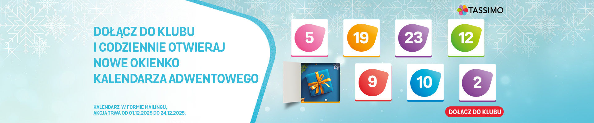 Dołącz do Klubu Tassimo i codziennie otwieraj nowe okienko kalendarza adwentowego